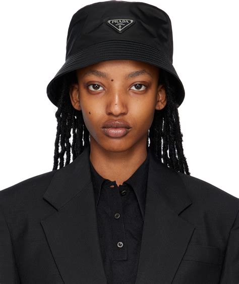 prada bucket hat black|nylon Prada bucket hat.